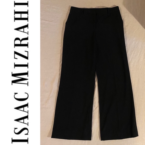 ISAAC MIZRAHI mid rise wide leg black trousers - Picture 3 of 6
